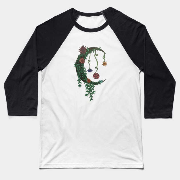 Flower Moon Baseball T-Shirt by CaffeineandChaos